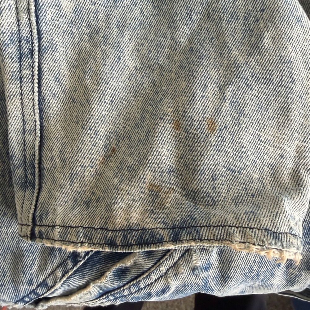 Heavily Distressed Denim Trench Coat Jacket Unisex L Large Grunge Goth Oversize - Picture 10 of 14